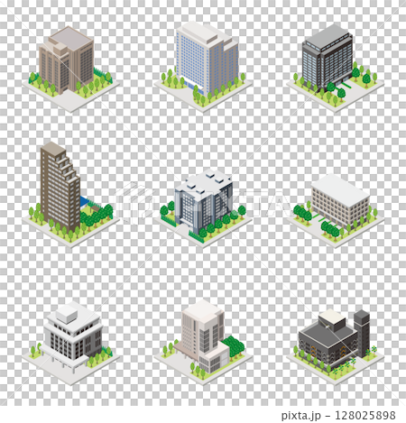 3D illustration of a building. Isometric drawing. 128025898