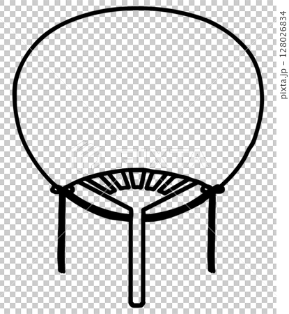 シンプルなうちわのイラスト モノクロ 128026834