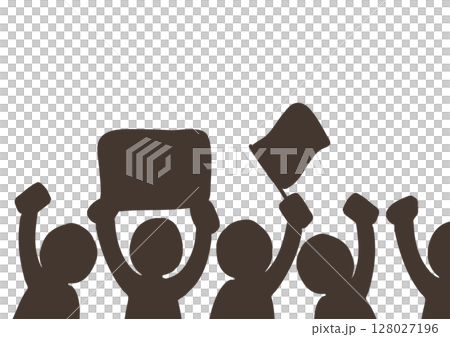 Cheering Demonstration Crowd Silhouette Cheering Demonstration Crowd Silhouette 128027196