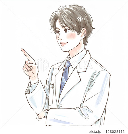 白衣を着た医者、医師、専門家のイラスト素材 128028113