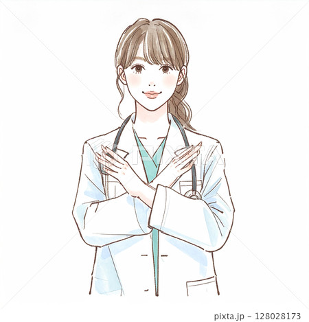 白衣を着た医者、医師、専門家のイラスト素材 128028173