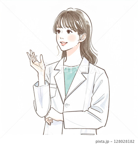 白衣を着た医者、医師、専門家のイラスト素材 128028182