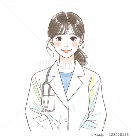 白衣を着た医者、医師、専門家のイラスト素材 128028188