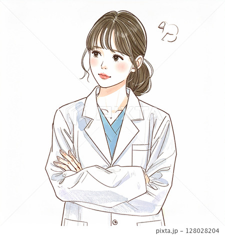 白衣を着た医者、医師、専門家のイラスト素材 128028204