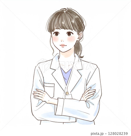 白衣を着た医者、医師、専門家のイラスト素材、 128028239