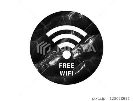 黒い黒曜石のフリーWi-Fiマークのイラスト ピクトグラム 128028652