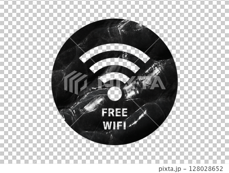 黒い黒曜石のフリーWi-Fiマークのイラスト ピクトグラム 128028652