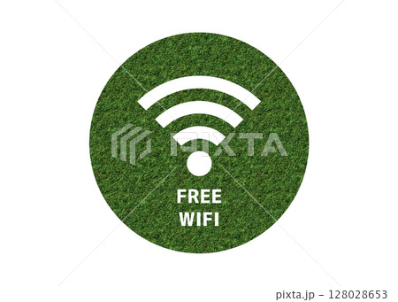 芝生のフリーWi-Fiマークのイラスト ピクトグラム 芝生のフリーWi-Fiマークのイラスト ピクトグラム 128028653
