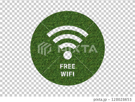 芝生のフリーWi-Fiマークのイラスト ピクトグラム 芝生のフリーWi-Fiマークのイラスト ピクトグラム 128028653