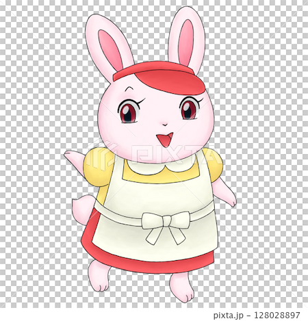 ウサギのハンバーガーショップ店員のイラスト 128028897