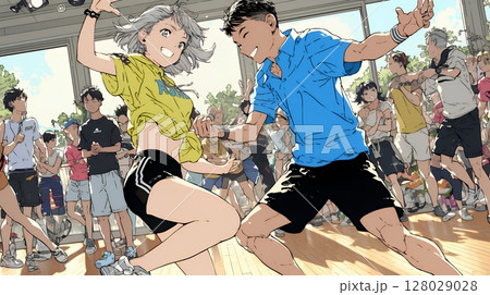 ダンスの練習をしている若者たち