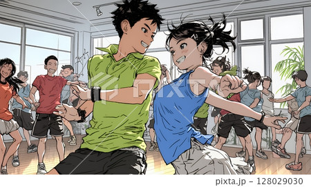 ダンスの練習をしている若者たち