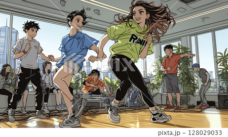 ダンスの練習をしている若者たち