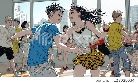 ダンスの練習をしている若者たち