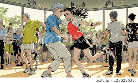 ダンスの練習をしている若者たち