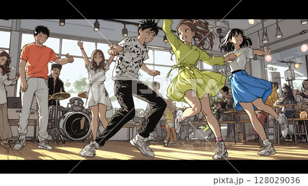 ダンスの練習をしている若者たち