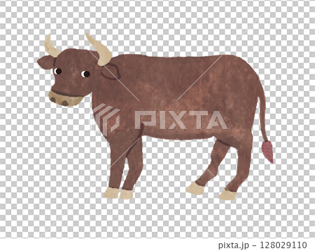 Brown cow, Wagyu beef, Japanese black beef, beef, illustration 128029110