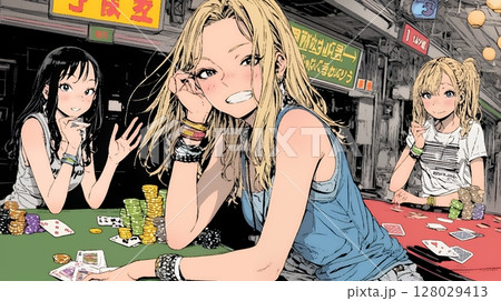 ギャンブル：ギャンブルをしている若い女性
