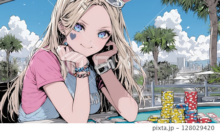 ギャンブル：ギャンブルをしている若い女性