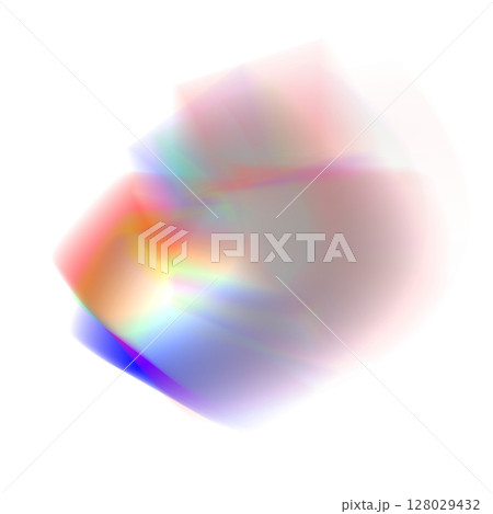 透明背景にRGBグリッチとプリズム効果を加えた抽象的な形状 128029432