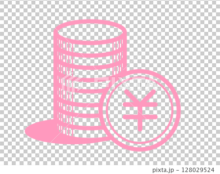 Coin stack icon simple pink 128029524