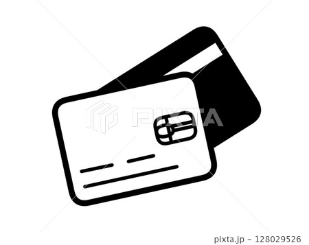 クレジットカードアイコン　シンプル　黒　決済用UI素材 128029526