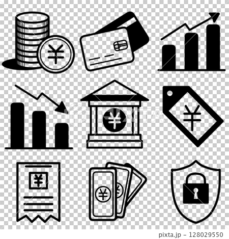 Finance Icon Simple Set Black 128029550