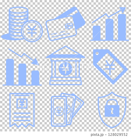 簡單的財務圖示(藍色) 簡單的財務圖示(藍色) 128029552