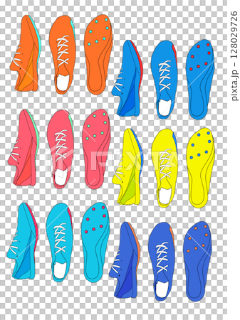 Colorful shoe illustration set: spikes 128029726