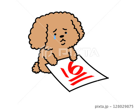 赤点を取って落ち込む犬さん 128029875