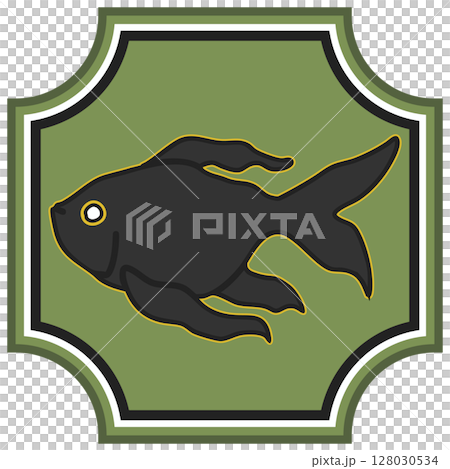 Simple goldfish frame illustration, black Simple goldfish frame illustration, black 128030534