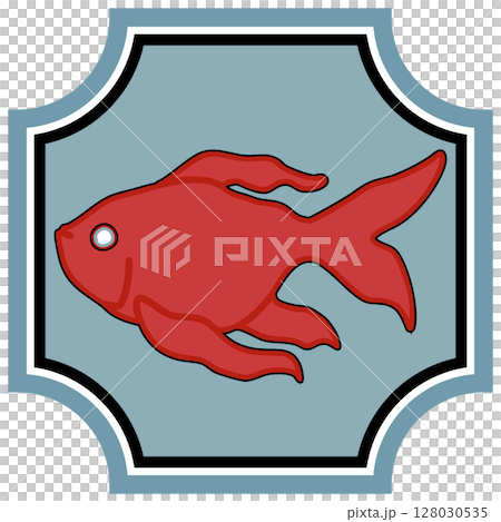 金魚のシンプルなフレームイラスト レッド 金魚のシンプルなフレームイラスト レッド 128030535