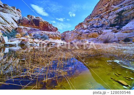 Red Rock Canyon Sandstone Reflections at Eye Level Red Rock Canyon Sandstone Reflections at Eye Level 128030546