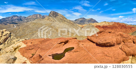 Aerial of Red Rock Canyon Sandstone Formations and Turtlehead Peak Aerial of Red Rock Canyon Sandstone Formations and Turtlehead Peak 128030555