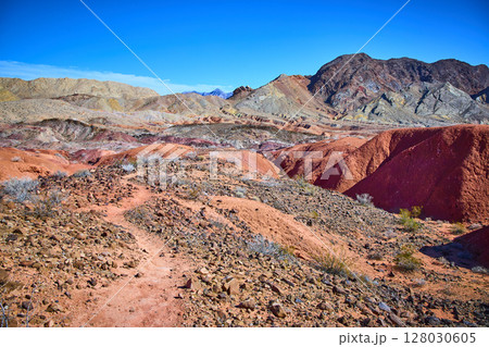 Rugged Desert Hills and Rocky Terrain in Nevada Eye Level Perspective Rugged Desert Hills and Rocky Terrain in Nevada Eye Level Perspective 128030605