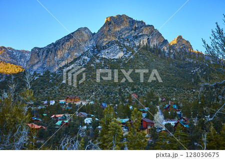 Mountain Village at Mt Charleston Sunset from Hillside Perspective 128030675
