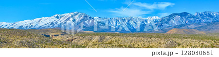 Aerial of Snow-Capped Nevada Desert Mountains Aerial of Snow-Capped Nevada Desert Mountains 128030681