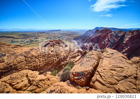 Red Rock Canyon Nevada Aerial of Rugged Sandstone Formations 128030821