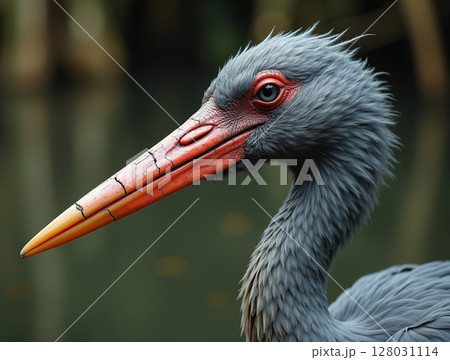 Shoebill Stork Beak Unique Textures in Swamp Habitat 128031114