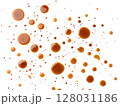 Tea or coffee stains and droplets isolated on white background 128031186
