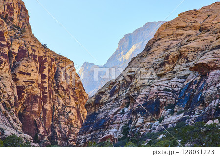 Majestic Red Rock Cliffs in Ice Box Canyon Eye Level Perspective 128031223