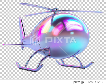 Futuristic glossy helicopter with iridescent surface isolated on white background 128031232