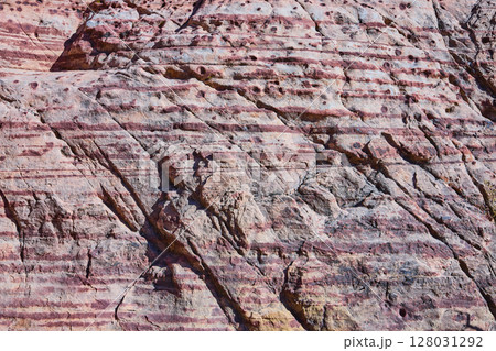Layered Sedimentary Rock Texture at Eye-Level in Nevada Desert Layered Sedimentary Rock Texture at Eye-Level in Nevada Desert 128031292
