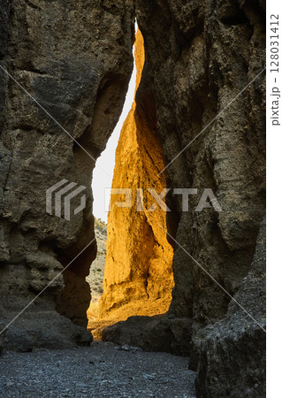 Golden Hour Canyon Pathway in Nevada Desert at Eye Level 128031412