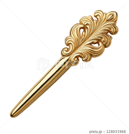 Elegant Hair Pin with Ornate Design and Jewelry Finish on a Clean White Background Elegant Hair Pin with Ornate Design and Jewelry Finish on a Clean White Background 128031988
