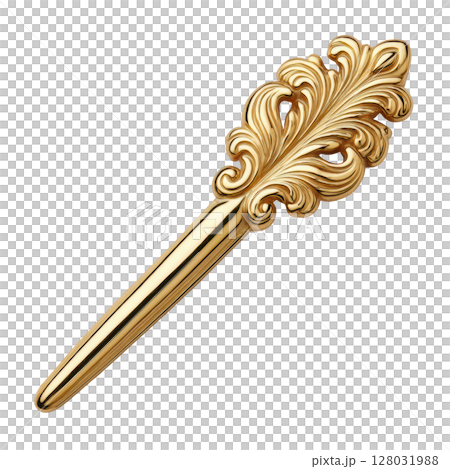 Elegant Hair Pin with Ornate Design and Jewelry Finish on a Clean White Background Elegant Hair Pin with Ornate Design and Jewelry Finish on a Clean White Background 128031988