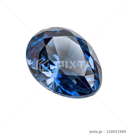 Brilliant blue gemstone with intricate facets reflecting light on a black background, perfect for luxury and elegance themes 128031989