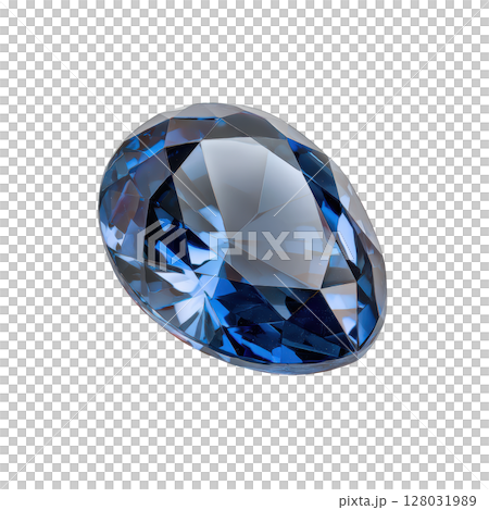 Brilliant blue gemstone with intricate facets reflecting light on a black background, perfect for luxury and elegance themes 128031989