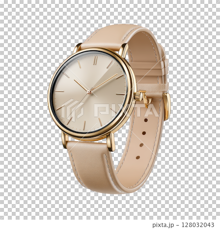 Elegant Minimalist Watch with Gold Case and Soft Leather Strap for Fashion Enthusiasts and Style Conscious Individuals 128032043