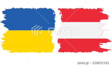 Austria and Ukraine grunge flags connection vector Austria and Ukraine grunge flags connection vector 128032181